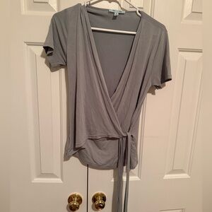 Gray Wrap Top